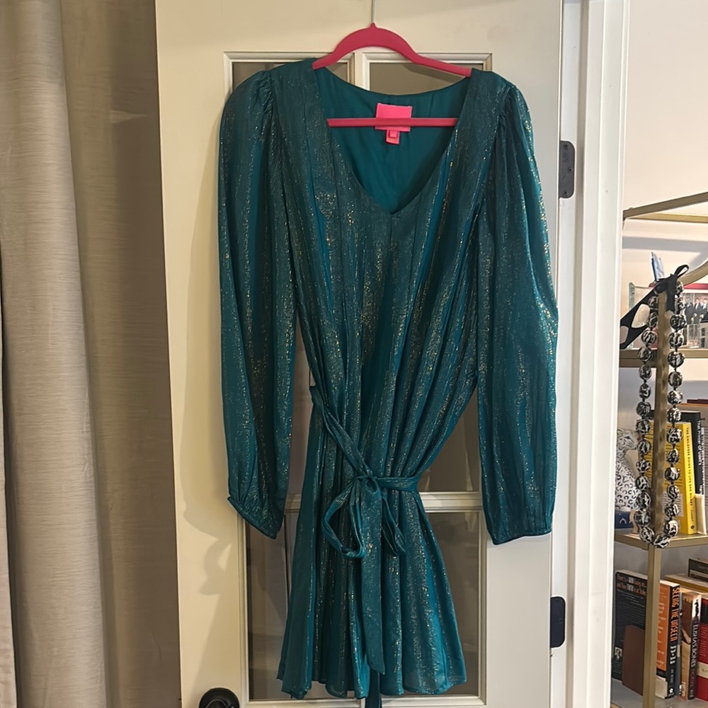 Lilly Pulitzer Teal Dress with Gold Accents